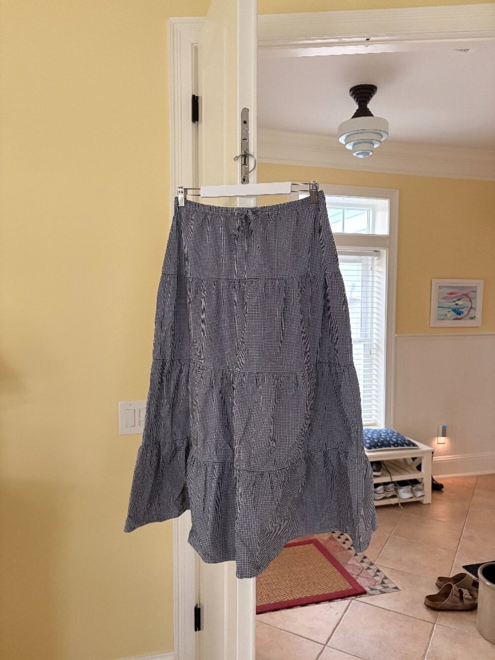 brandy melville gingham tiered midi skirt